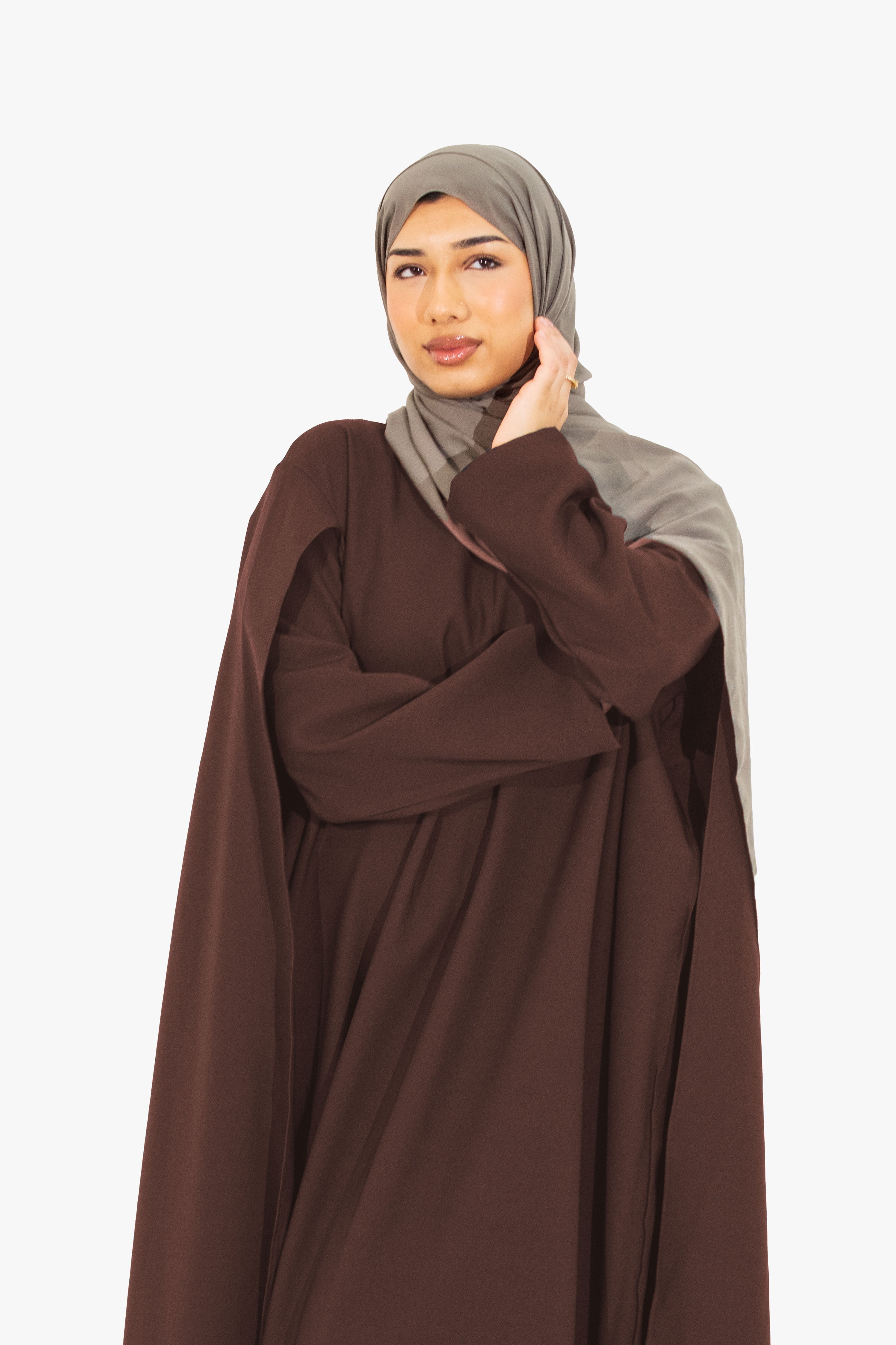 Pecan Brown Cape Sleeve Abaya Jawda Islamic Store