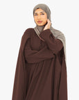 Pecan Brown Cape Sleeve Abaya