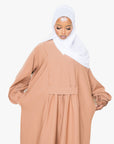 Caramel Pleated Bridge Abaya