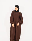 Pecan Brown Front Neck Tie Abaya