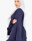 Navy Flower Sleeve Abaya