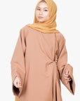 Caramel Side Wrap Two-Piece Abaya