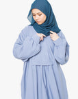 Powder Blue Pleated Bridge Abaya