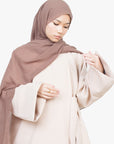 Cream Side Wrap Two-Piece Abaya