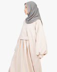 Cream Pleated Bridge Abaya