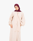 Ivory Front Neck Tie Abaya