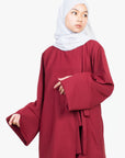 Crimson Red Side Wrap Two-Piece Abaya