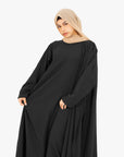 Black Asymmetric Cape Sleeve Abaya