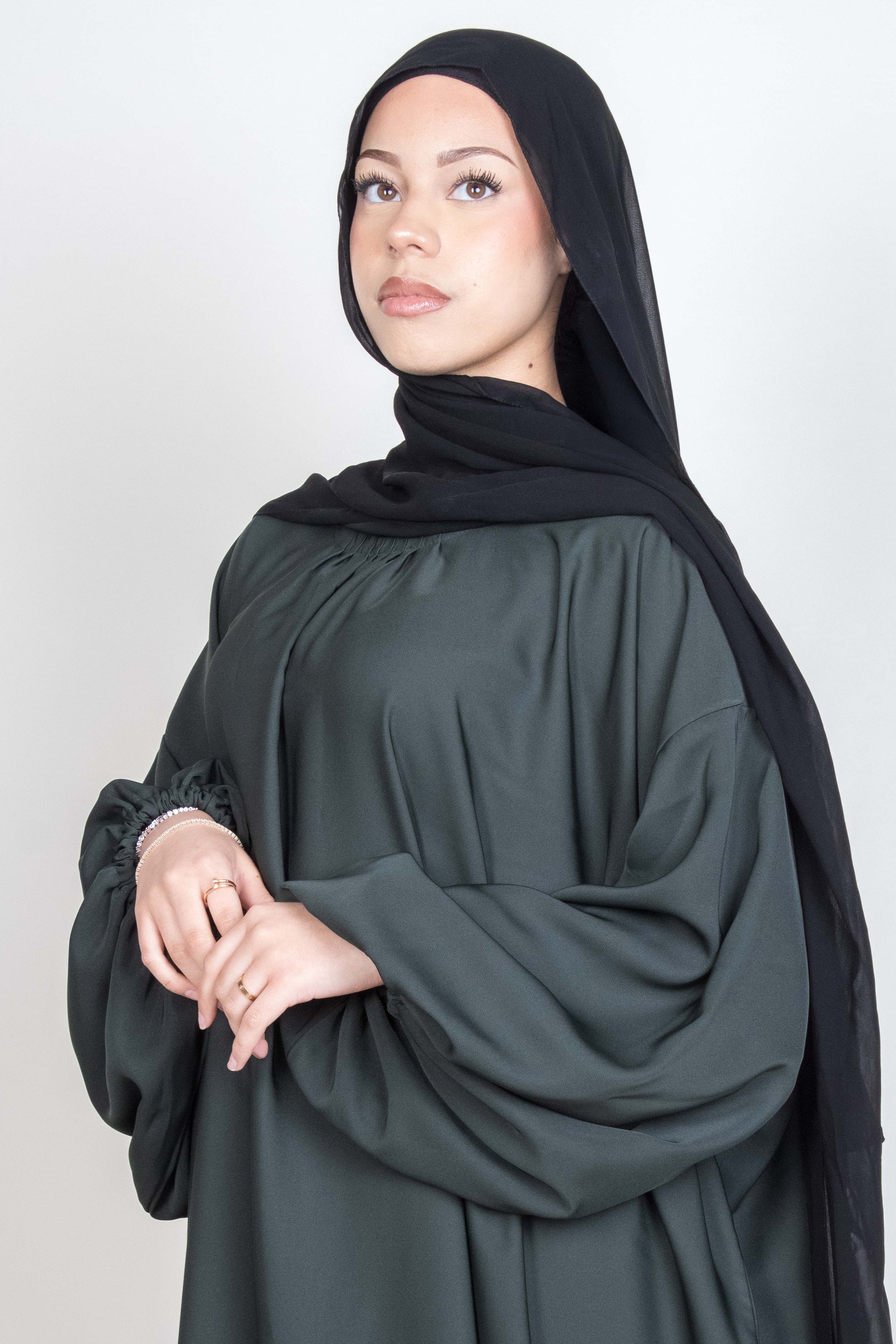 Moss Green Balloon Sleeve Abaya