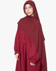 Crimson Red Pleated Bridge Abaya