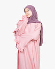 Blossom Pink Linen-Feel Flower Sleeve Abaya