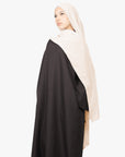 Black with Beige Striped Kimono Abaya