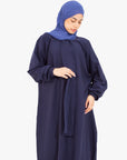 Navy Front Neck Tie Abaya