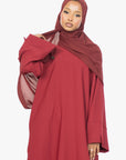 Crimson Red Slit Kimono Abaya