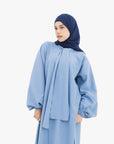 Sky Blue Front Neck Tie Abaya