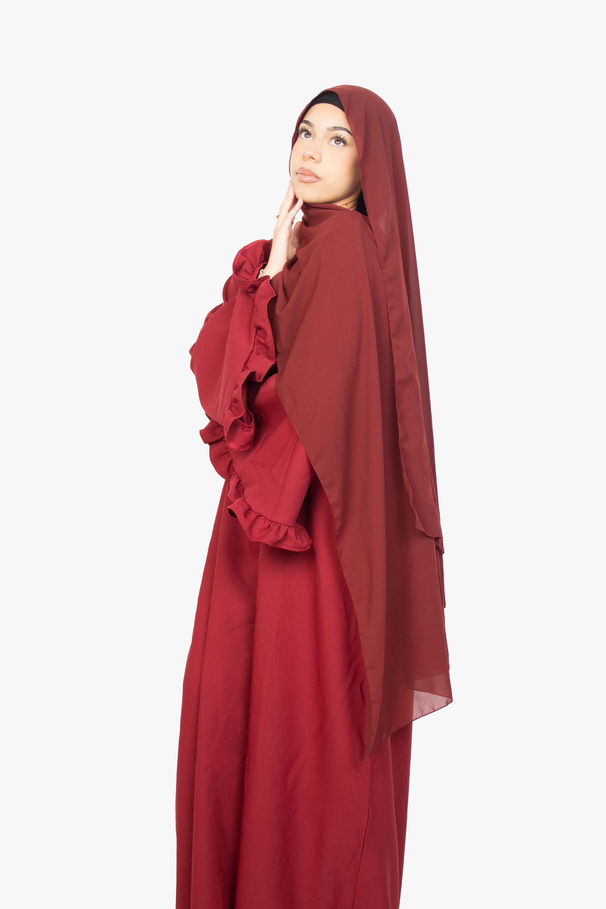 Crimson Red Flower Sleeve Abaya