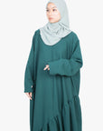 Forest Green Asymmetric Drop Waist Abaya