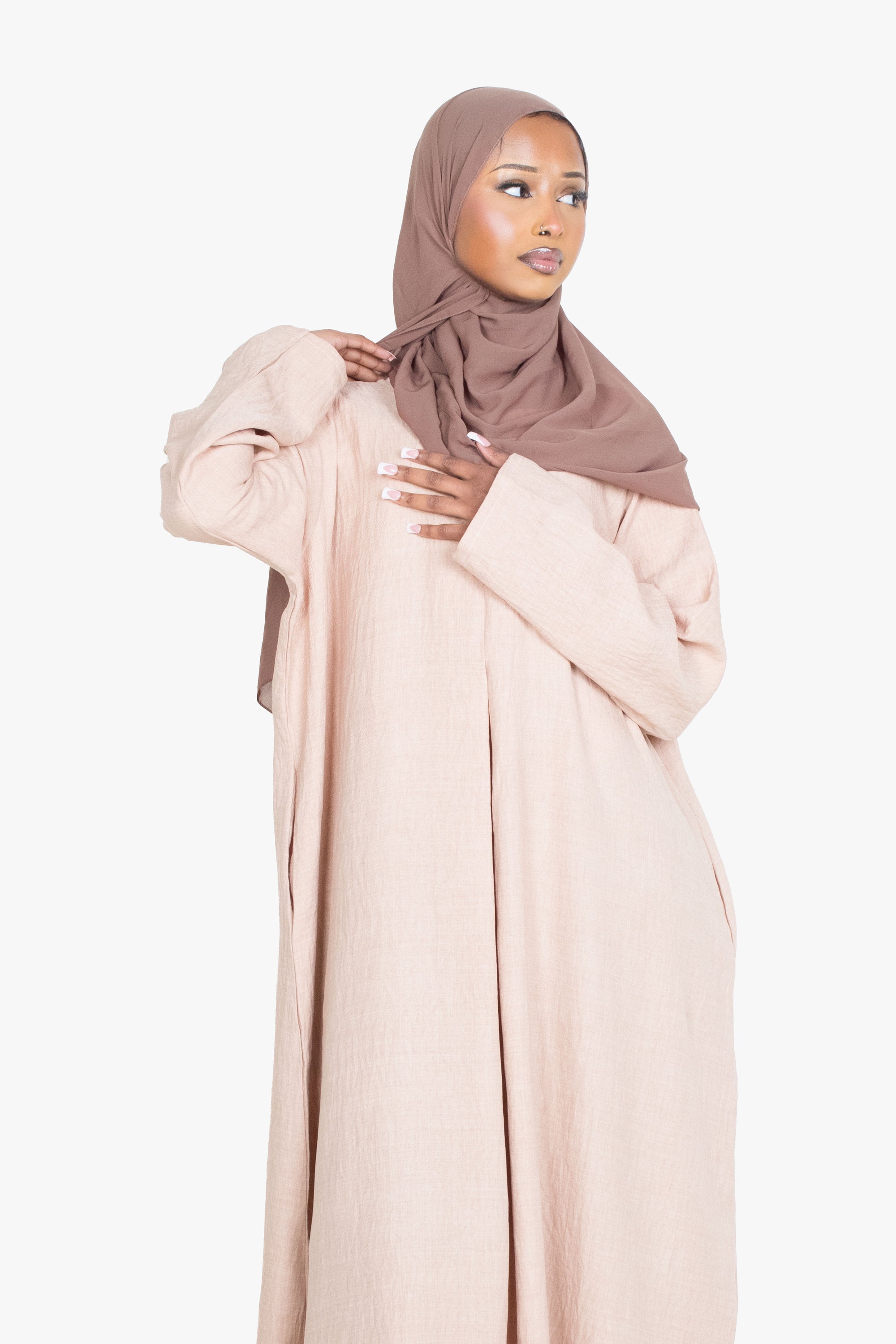 Beige Mélange Pleat Abaya