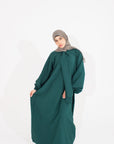 Emerald Green Front Neck Tie Abaya