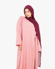 Blossom Pink Linen-Feel Side Wrap Abaya