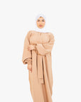 Coffee Front Neck Tie Abaya