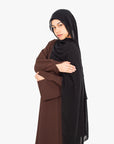 Pecan Brown Slit Kimono Sleeve Abaya