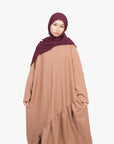 Caramel Asymmetric Drop Waist Abaya