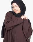 Mocha Brown Long Shirt Two-Piece Abaya