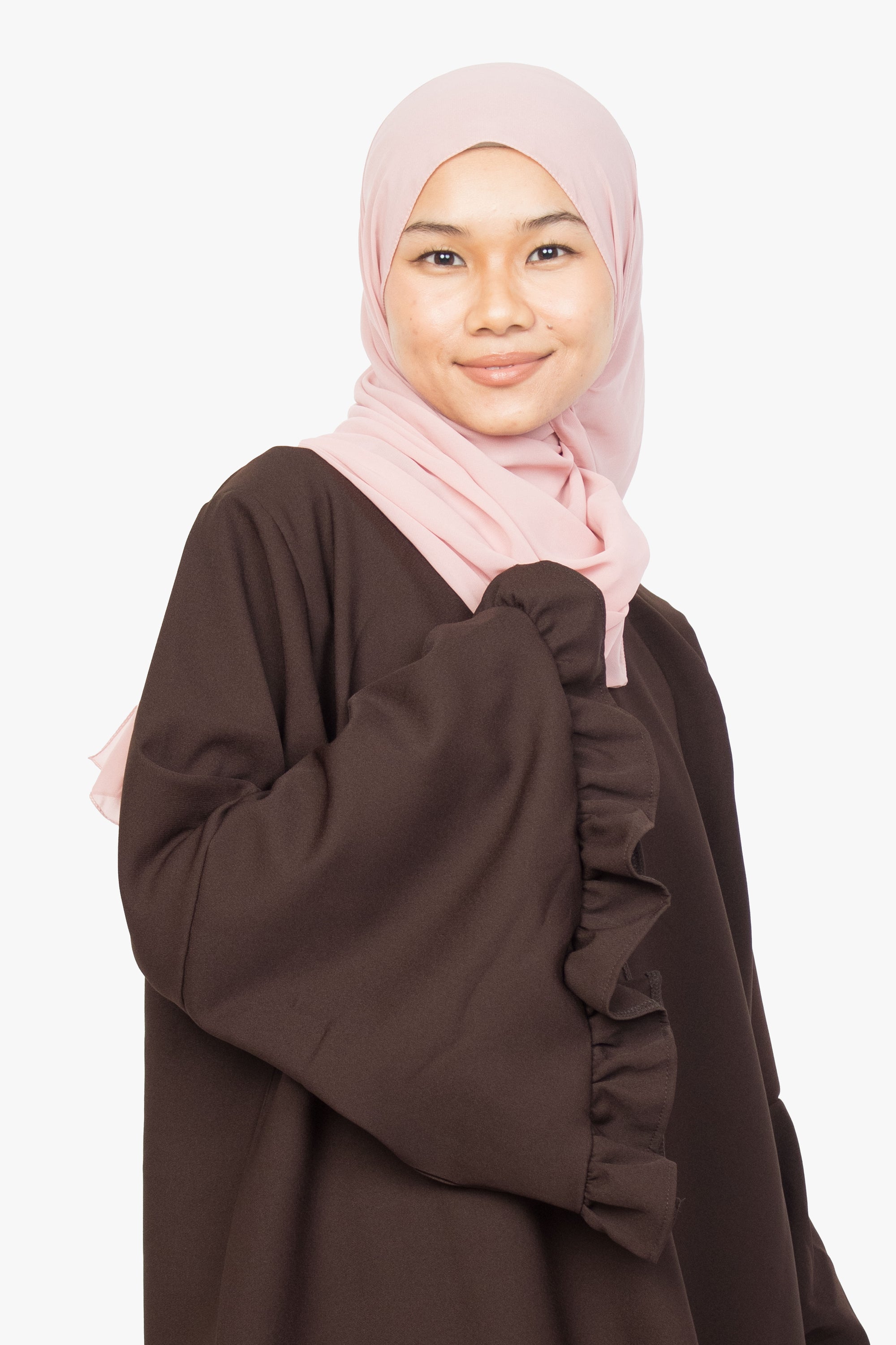 Mocha Brown Flower Sleeve Abaya