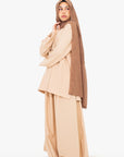 Cream Linen-Feel Two-Piece Abaya