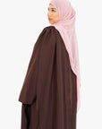 Pecan Brown Asymmetric Cape Sleeve Abaya