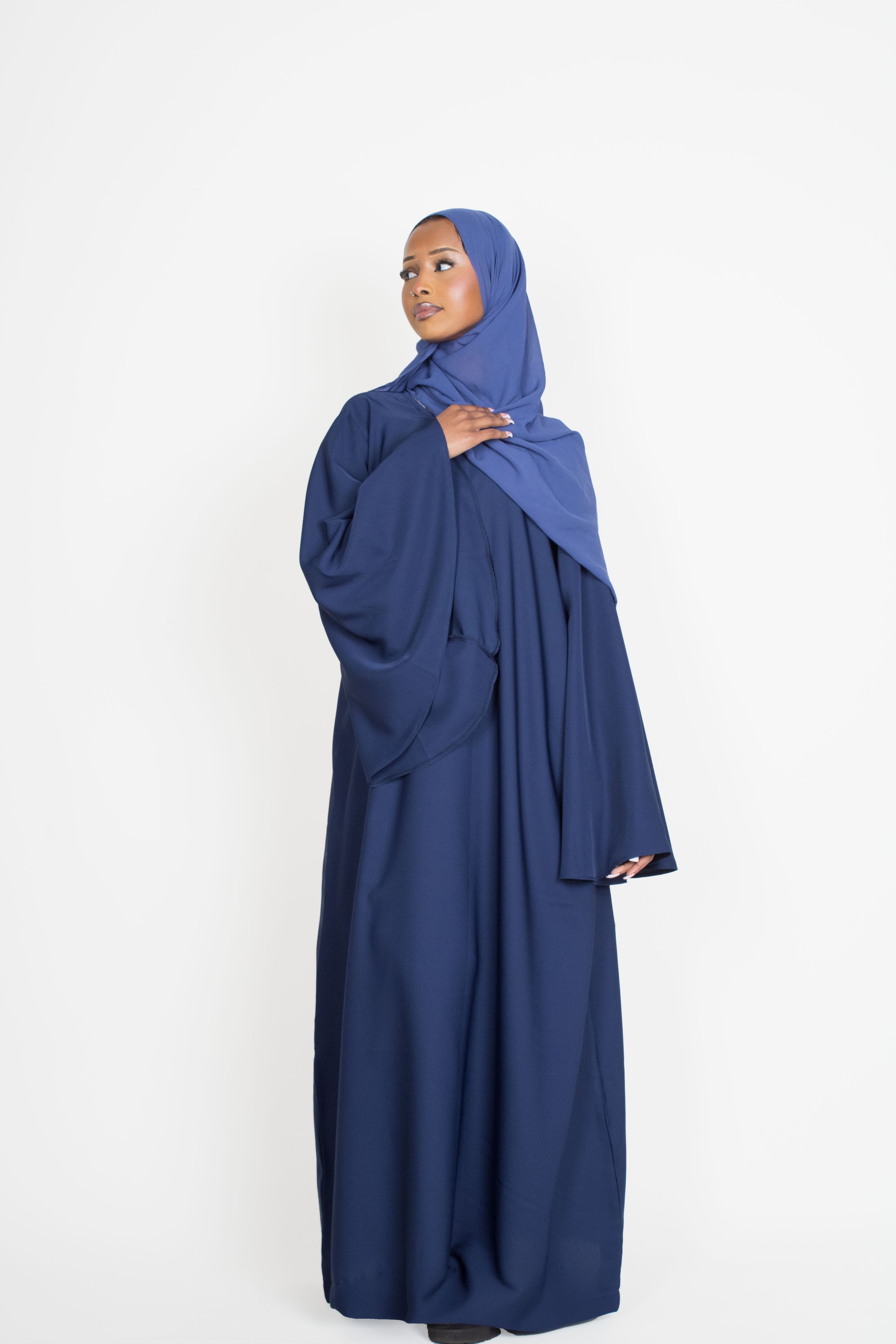 Navy Umbrella Sleeve Abaya