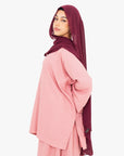 Blossom Pink Linen-Feel Two-Piece Abaya