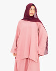 Blossom Pink Linen-Feel Two-Piece Abaya