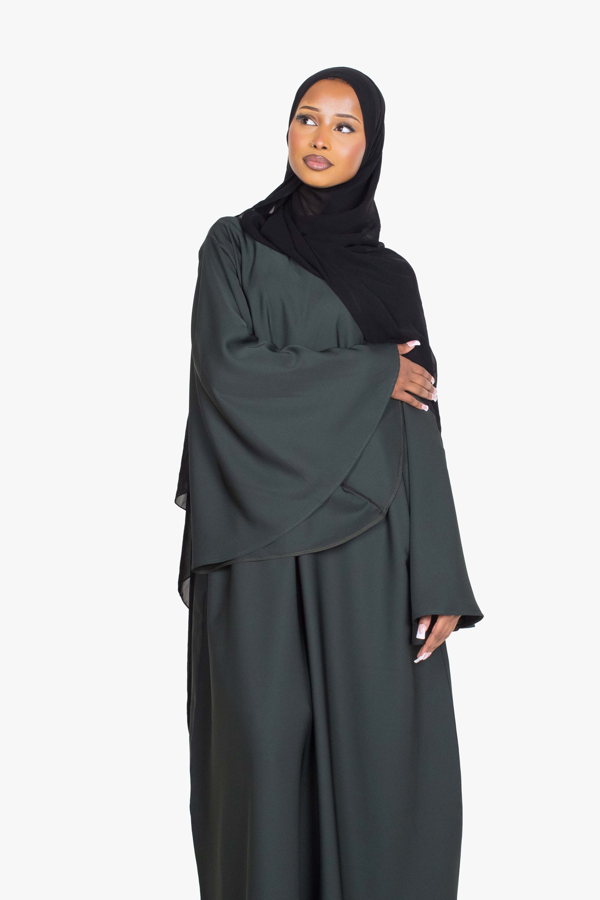 Moss Green Umbrella Sleeve Abaya