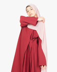 Crimson Red Side Wrap Abaya