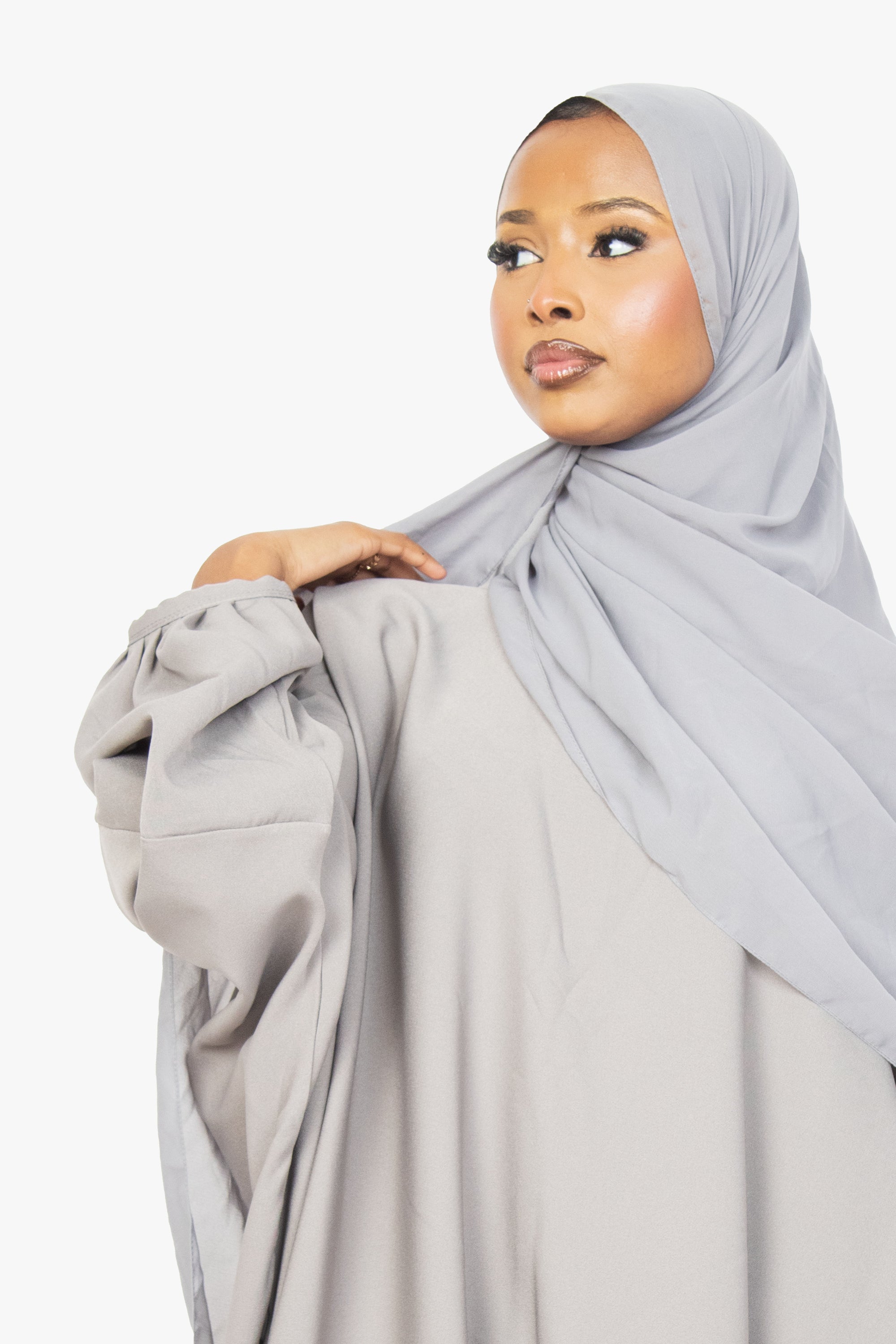 Cloud Grey Batwing Abaya