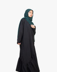 Black Asymmetric Drop Waist Abaya