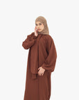 Hazelnut Front Neck Tie Abaya