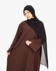 Pecan Brown Slit Kimono Sleeve Abaya