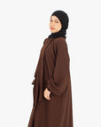 Pecan Brown Front Neck Tie Abaya