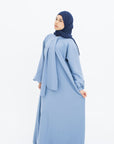 Sky Blue Front Neck Tie Abaya