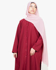 Crimson Red Long Shirt Two-Piece Abaya