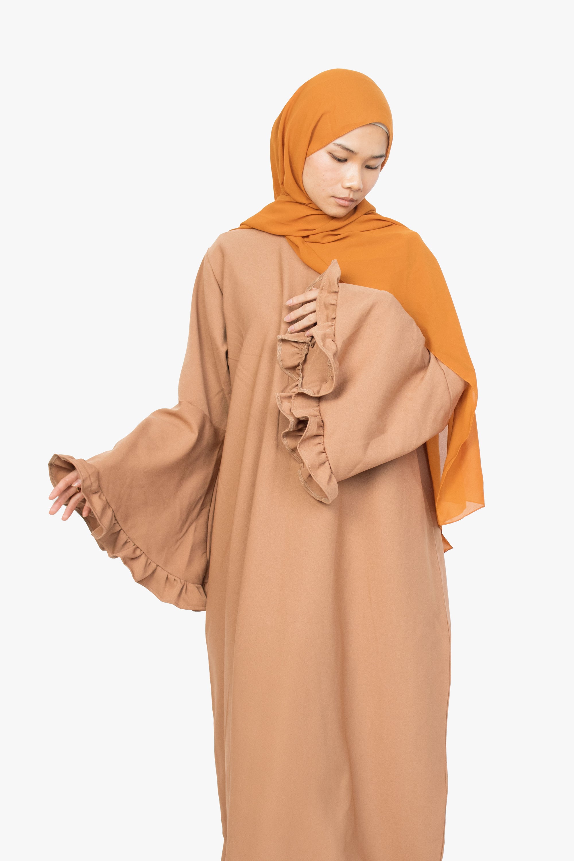 Caramel Flower Sleeve Abaya