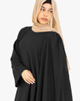 Black Asymmetric Cape Sleeve Abaya