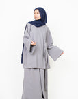 Cloud Grey Side Wrap Two-Piece Abaya