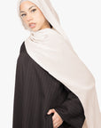 Black with Beige Striped Kimono Abaya