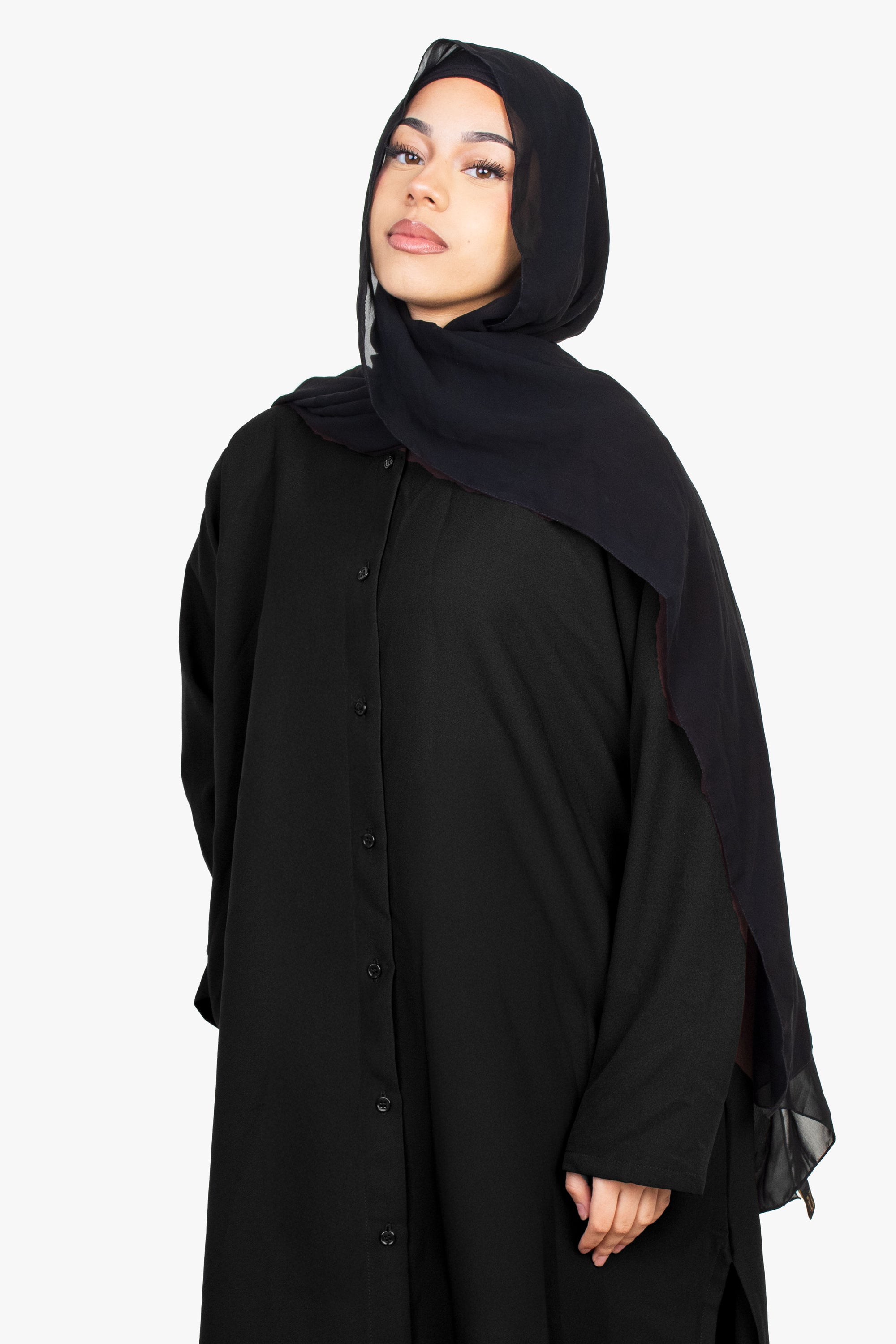 Black Long Shirt Two-Piece Abaya