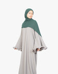 Cloud Grey Flower Sleeve Abaya