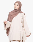 Cream Side Wrap Two-Piece Abaya